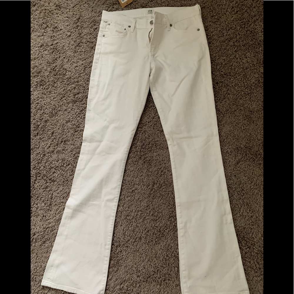 White flare jeans